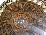 London St. Pauls Cathedral 08 Dome Close Up The St. Paul�s Cathedral great dome contains paintings by Thornhill depicting the life of St. Paul. Mosaics show the four evangelists and Old testament prophets.